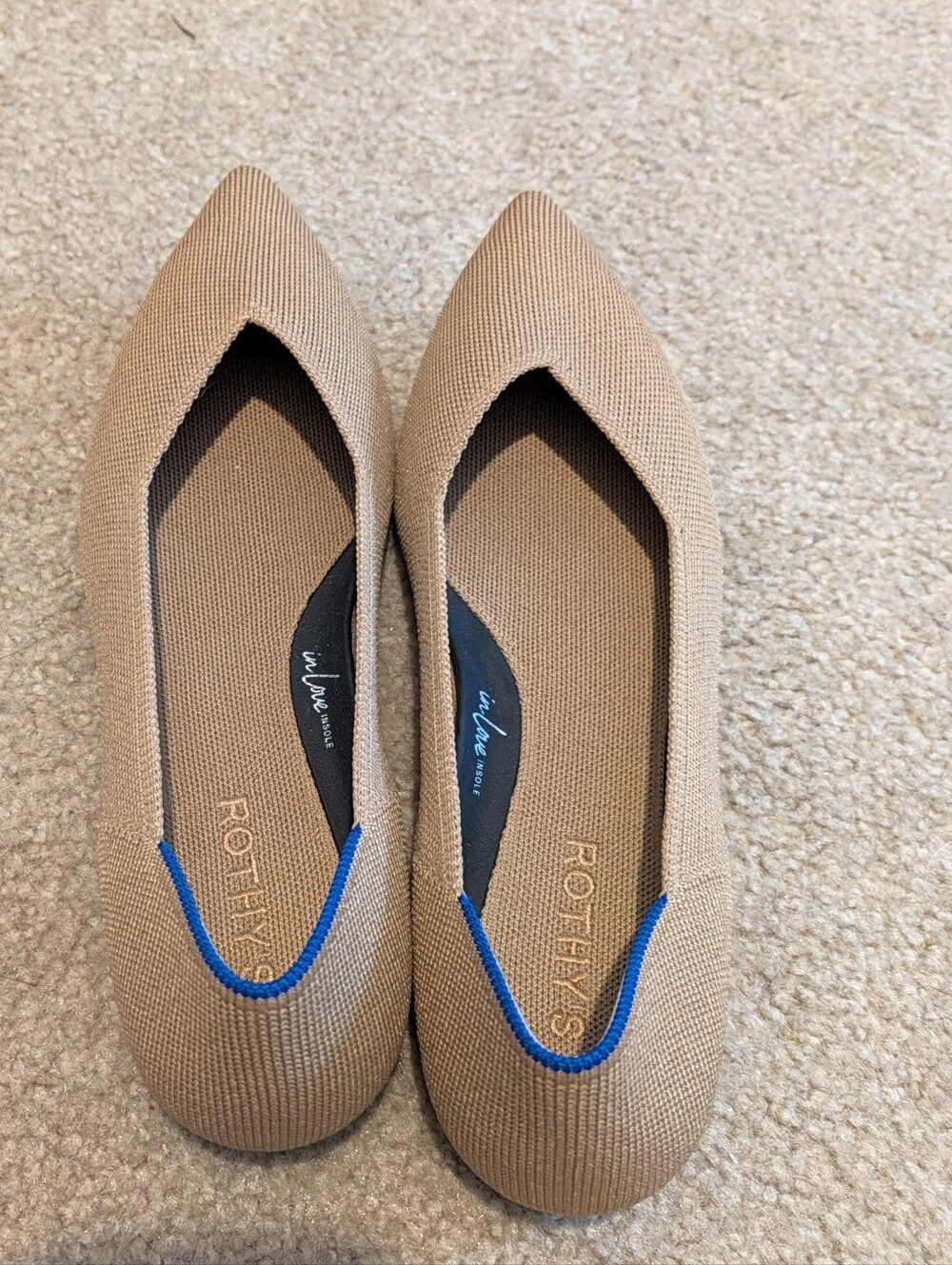 NEW Rothy's The Point Flats, Sand/Nude Tan, Size 9.5